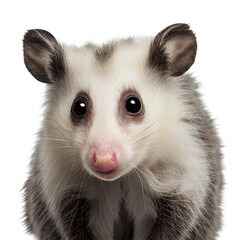 Obraz premium opossum face shot , isolated on transparent background cutout , generative ai