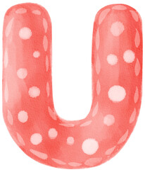 alphabet cute U watercolor png