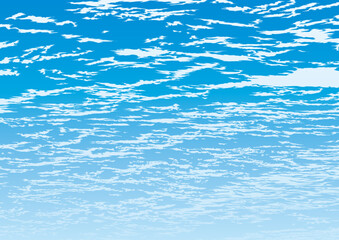 青空に一面のすじ雲　背景　壁紙