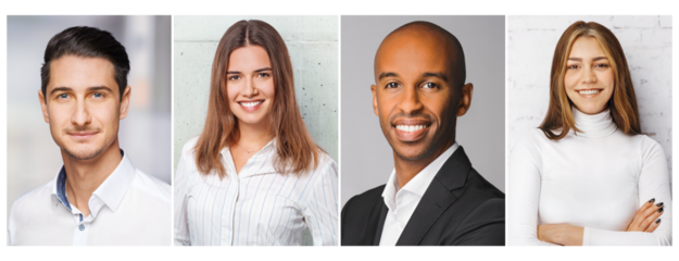 Collection portrait of young people ready for job - business concept