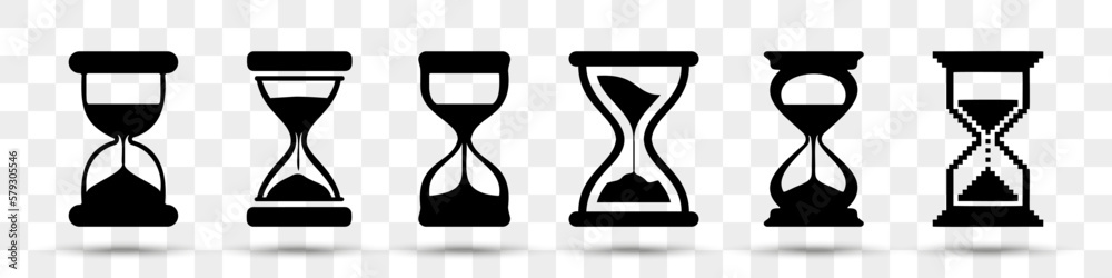 Aufkleber hourglass icons collection with shadow. set of different clock icons