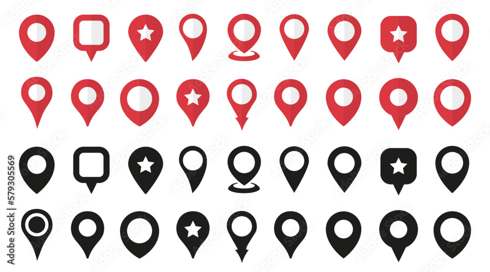 Leinwandbilder Map pointer icons collection. Set of location pin in different style