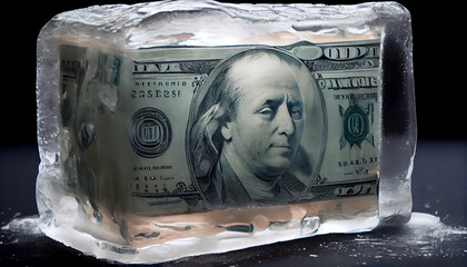 Frozen money created with Generative AI technology