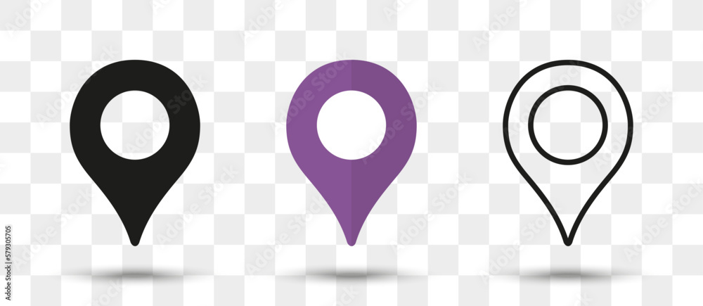 Aufkleber Position pin map pointer icon in different style with shadow
