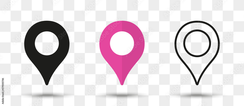 Leinwandbilder Position pin map pointer icon in different style with shadow