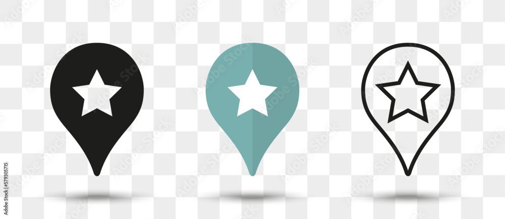 Aufkleber Position pin map pointer icon in different style with shadow