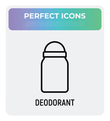 Roll-on deodorant thin line icon. Personal hygiene care. Modern vector illustration.