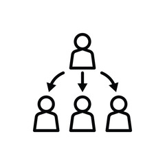 Delegate flat icon. Boss and employees. Corporate staff. Business relationship. Modern vector illustration.