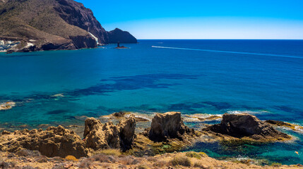 Piedra del Agujero, Cabo de Gata-NÃ­jar Natural Park, UNESCO Biosphere Reserve, Hot Desert Climate Region, AlmerÃ­a, AndalucÃ­a, Spain, Europe