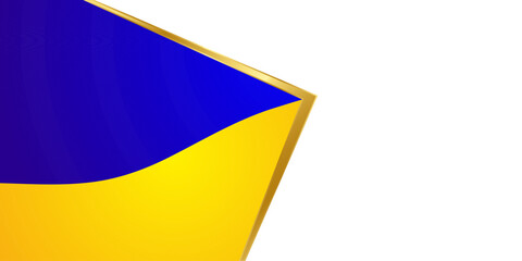 Ukrainian flag with golden frame and empty space for text. Banner and background. Vector illustration.