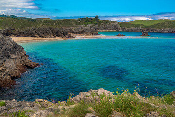 Coastline and Cliffs, Borizu Beach, Protected Landscape of the Oriental Coast of Asturias, Celorio, Llanes, Asturias, Spain, Europe