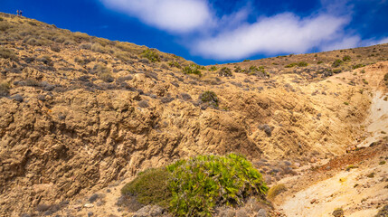 Vela Blanca Volcanic Dome, Cabo de Gata-Níjar Natural Park, UNESCO Biosphere Reserve, Hot Desert Climate Region, Almería, Andalucía, Spain, Europe