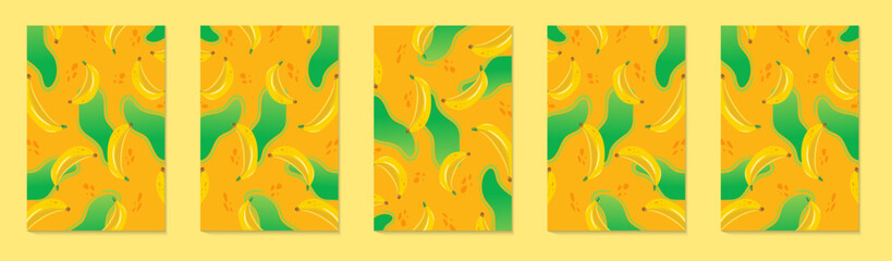 Set of the tropical banana pattern. Modern pattern banana illustration. Pro Vector design set of banana pattern background, template pattern background 