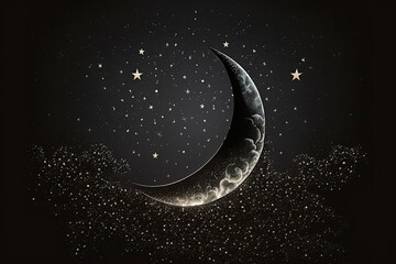 Naklejka na ściany i meble A moon and star icon in format, representing the night sky. Generative AI