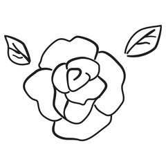 Rose flower icon, Vector hand drawn doodle illustration. 