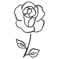 Rose flower icon, Vector hand drawn doodle illustration. 