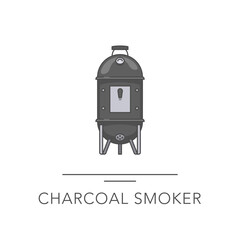 Charcoal smoker outline colorful icon. Vector illustration