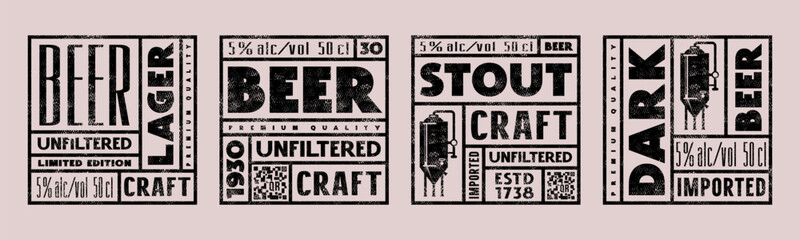 Set of template square label for craft beer