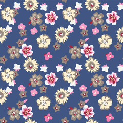 Japanese Sweet Flower Fall Vector Seamless Pattern