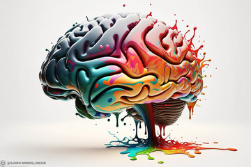 Vibrant Brain made of Colorful smoke representing creativre ideas, inspiration, creativity concept, fresh ideas, positivity. Ai generated