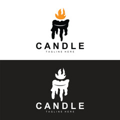 Candle Logo, Flame Lighting Design, Burning luxury Vector, Illustration Template Icon