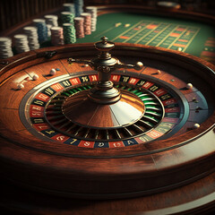 Roulette in a casino. Generative AI.	
