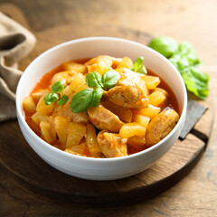 Homemade chicken curry with pineapple