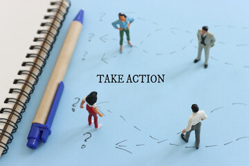 Take action concept. image of people thinking about solving a problem and looking for a right way