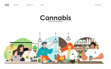 Obraz premium Legal medical cannabis use vector landing page