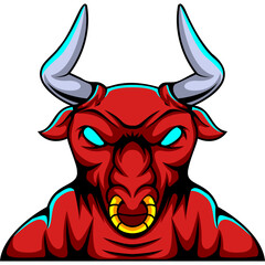 bull animal character mascot sport team badge