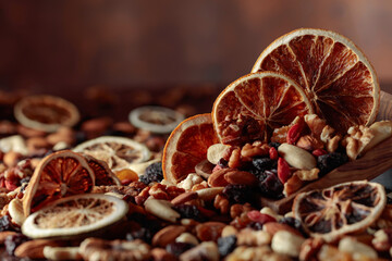 Dried fruits and nuts.