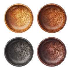 Set of empty wooden bowls, cut out
