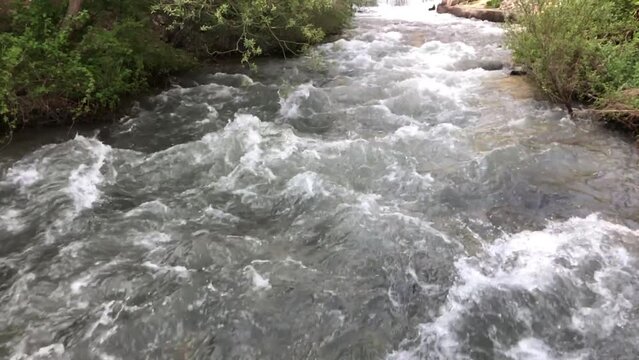 rough flow of dangerous river waters