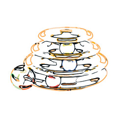 Color sketches of children's toys to learn coloring with trnsparent background