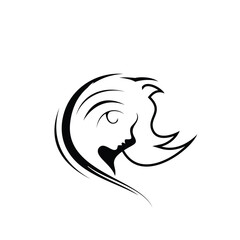 Rhino woman logo outline