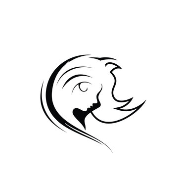 black and white woman profile logo clip art preview