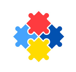 Obraz premium World autism awareness day. Colorful puzzle design sign. Symbol of autism. Medical flat illustration. Health care