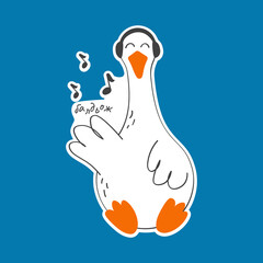 Vector illustration with cute and funny goose. Trendy typography sticker with text and bird. The inscription is in Ukrainian language.