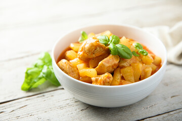 Homemade chicken curry with pineapple