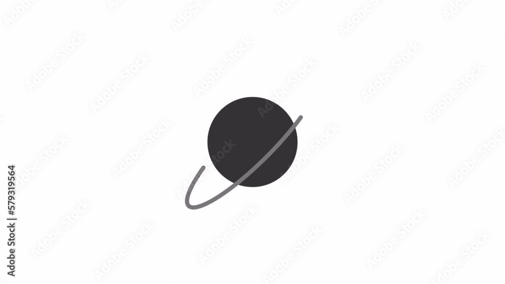 Fototapete animated planet with ring loader. saturn ball. simple black and white loading icon. 4k video footage