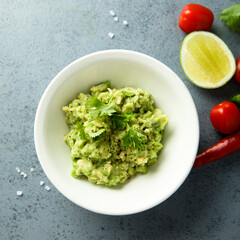 Healthy mashed avocado with lime juice