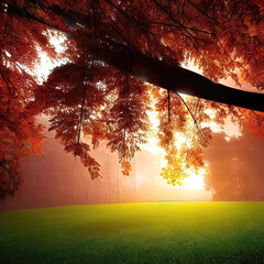 Serene Beauty of Sunlight Streaming Through the Forest