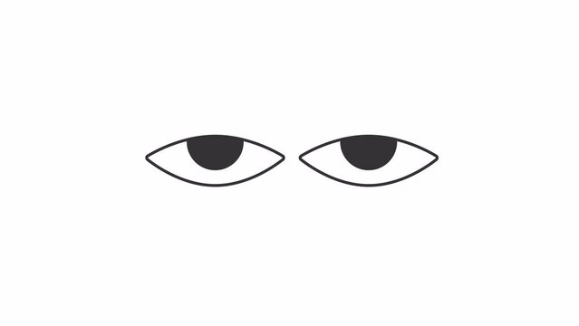 Animated moving eyes loader. Confused looking. Simple black and white loading icon. 4K video footage with alpha channel transparency. Wait-animation progress indicator for web UI design