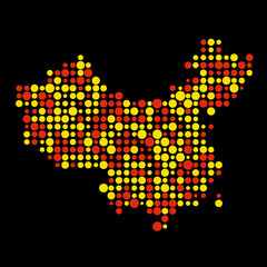 China Silhouette Pixelated pattern map illustration