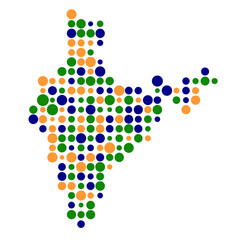 India Silhouette Pixelated pattern map illustration