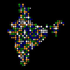 India Silhouette Pixelated pattern map illustration
