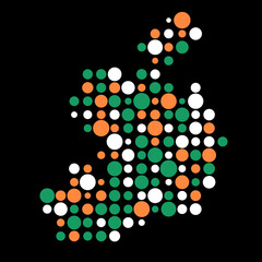 Ireland Silhouette Pixelated pattern map illustration