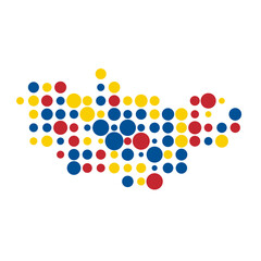 Mongolia Silhouette Pixelated pattern map illustration