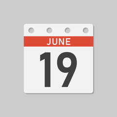 Icon page calendar day - 19 June