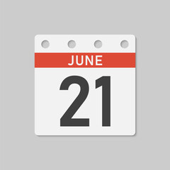 Icon page calendar day - 21 June
